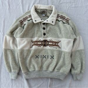 Vintage 90s Walking by Silvy Embroidered Polartec Fleece Pullover Jacket Granola